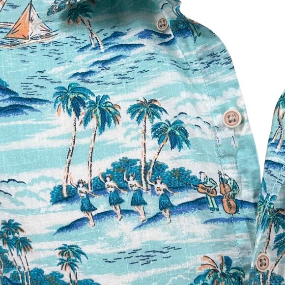 Izod Saltwater Men's Blue Hawaiian Short Sleeve Shirt Size L - Picture 6 of 8